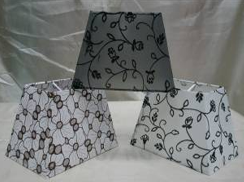 new Embroidered flower fabric lamp shade in hard back trapezoidal shade