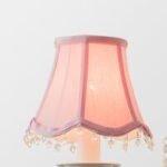 rosa Stoff mit Besatz und Kristallperlen Lampenschirm für Mädchen Schreibtischlampen