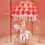Rosa Blumenmuster Schirm für Mädchen Schreibtischlampe
