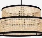 2024 NATURAL rattan lamp shade in 2tiers for pendant light made in China lampshade factoryEMGAFITTING