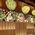 Ukiyo-e stiliaus dažymo audinių lempų atspalviai, pagaminti Kinijoje